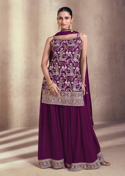 Magenta Stylish Indian Palazzo Suit USA Online