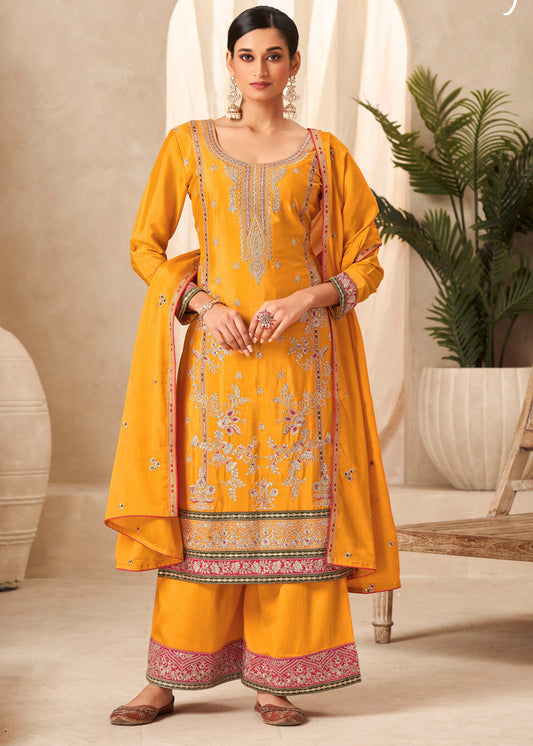 Indian wedding outfits - Yellow Embroidered Punjabi Salwar Suit
