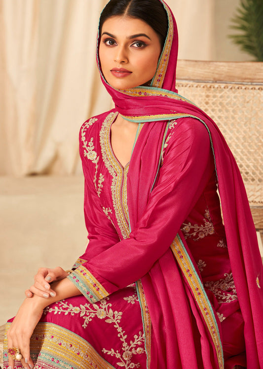 Pink Zari Embroidered Salwar Kameez