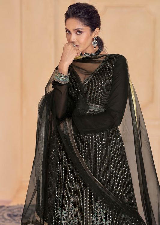 Black Embroidered Anarkali Salwar Suit