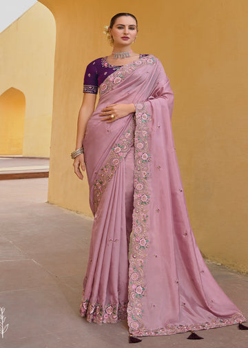 Levender Embroidered Saree With Blouse