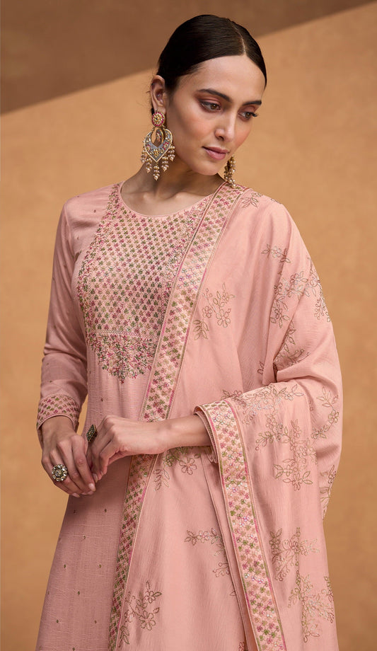 Pink Silk Embroidered Pant Salwar Suit Online