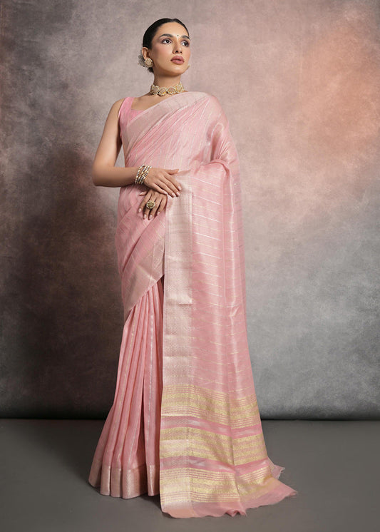 Pink Woven Embroidery Silk Buy Sarees Online