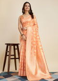 Peach Banarasi Silk Zari Woven Indian Saree Online USA