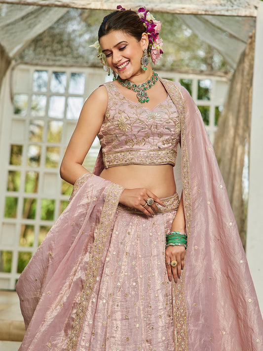 Mauve Sequin Embroidered Lehenga Choli