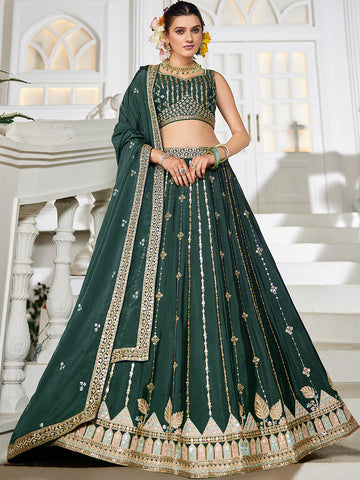 Green Sequin Embroidered Bridesmaid Lehenga